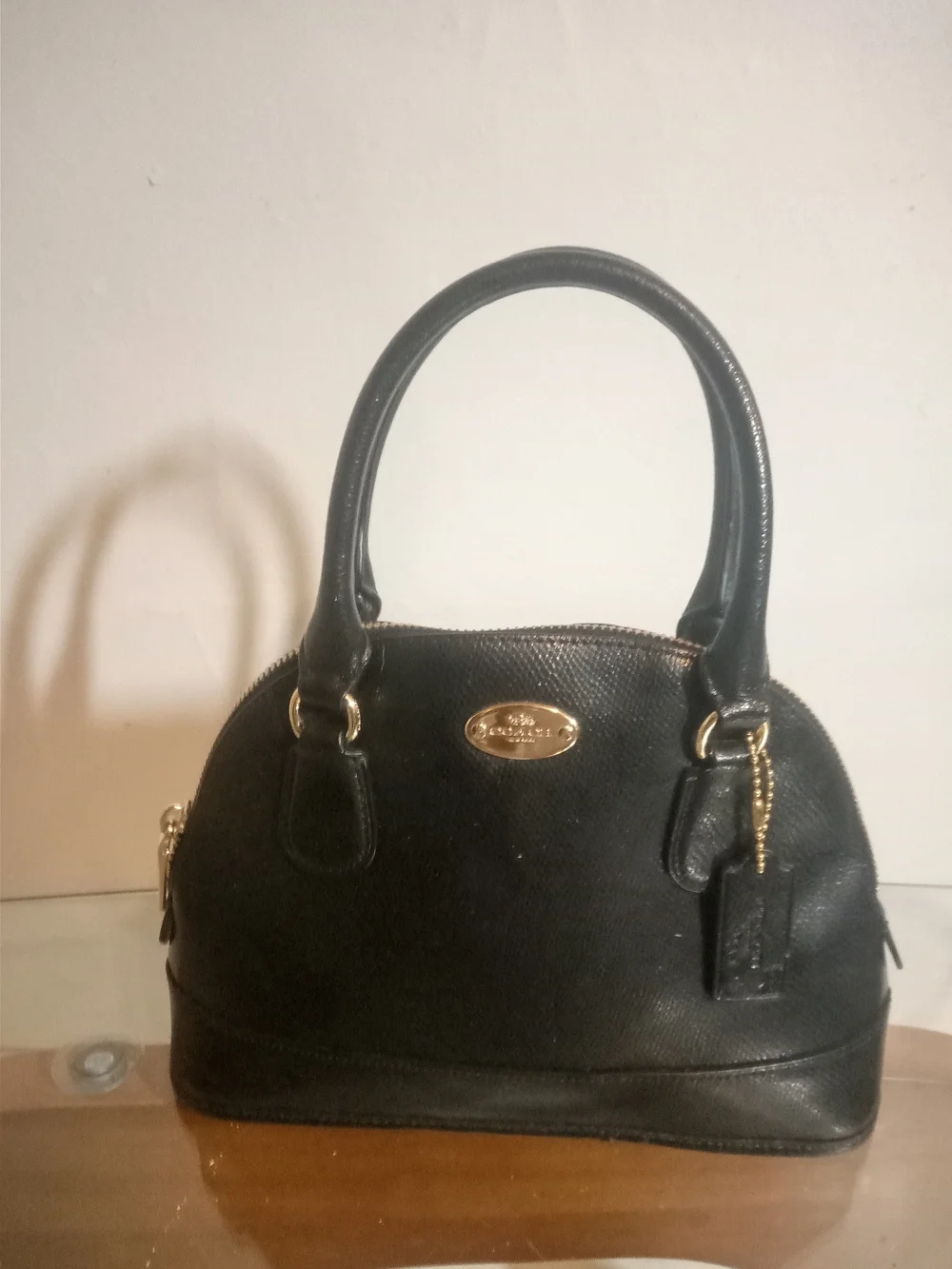 Coach Black Dome Satchel with Gold Hardware